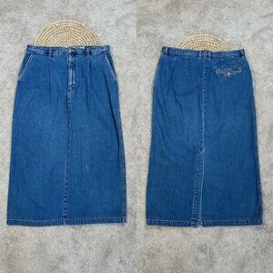 Eddie Bauer Women’s Vintage Y2K 90s Denim Midi Skirt Back Slit Size 16
